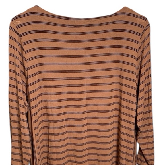 J. Jill Brown Striped 3/4 Sleeve Top Size Large - Picture 5 of 8